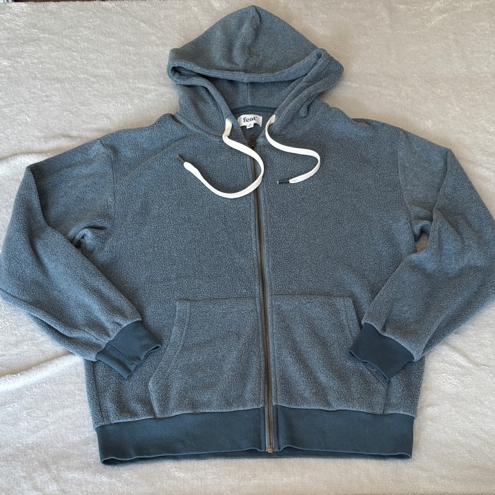 feat clothing Men's Gray-Blue Stargazer BlanketBlend  Full Zip Hoodie Size M EUC